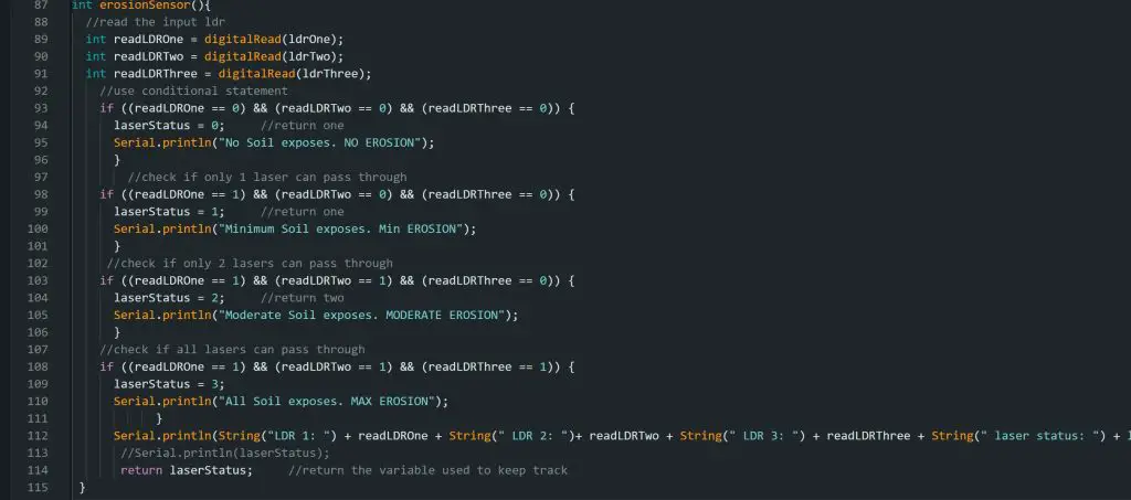 image of the Arduino code snippet